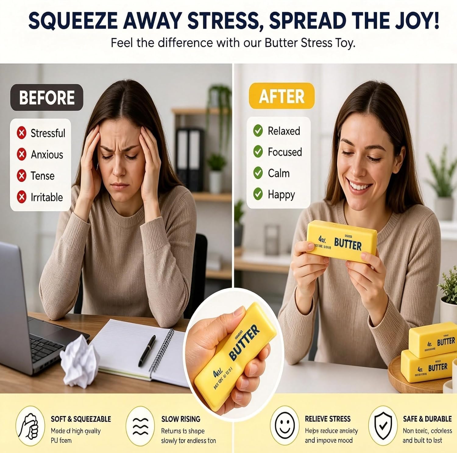 Butter Squishy Toy - Soft Squeeze Stress Relief -4