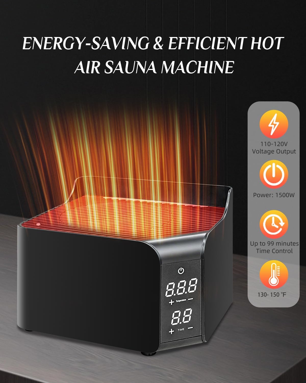 Smartmak 2 Person Portable Sauna Box with Infrared 660nm Red Light Therapy Lamp for Home Relaxation, Large Full Body Sauna Tent, 1500W High Power Hot Air Saunas Spa Pod, 2 Folding Chairs