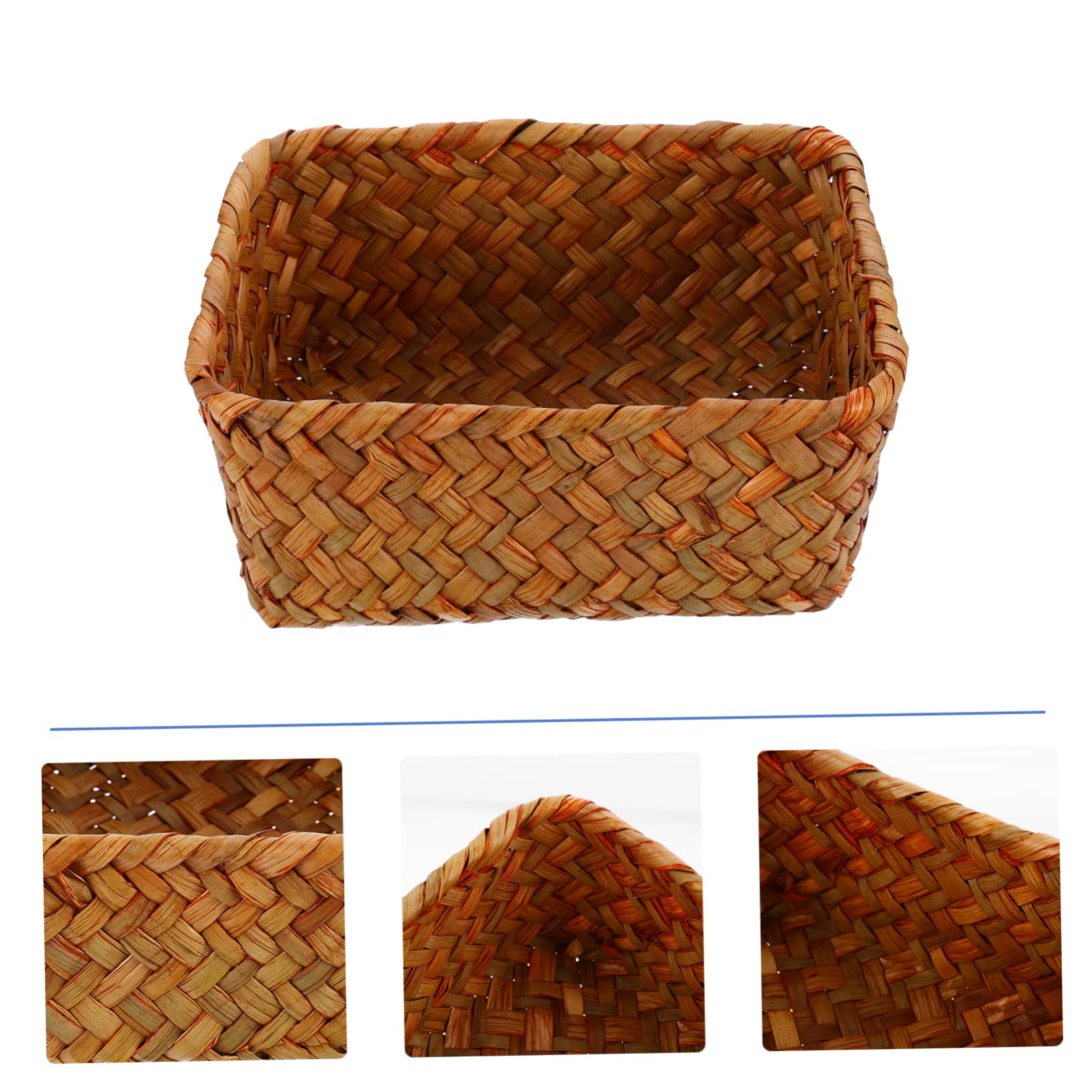 Happyyami Natural Seaweed Basket Tall Woven Storage Basket for Kitchen Fruit Office