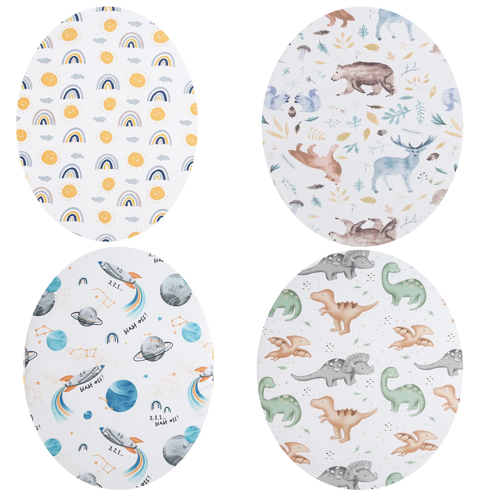 Paquete de 4 sábanas para moisés compatibles con Graco Pack 'n-Play Dome LX (no corralito), elásticas, ultrasuaves para sol, ciervo del bosque, espacio, dinosaurio