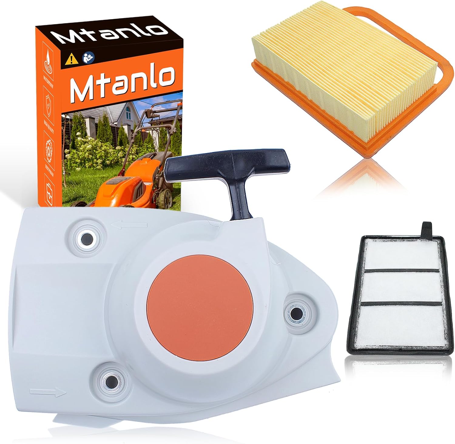 For Stihl TS410 TS420 TS480I TS500I Starter & Air Filter Set - OEM Code 4238-190-0300 - Includes Starter & Two Filters For Optimal Per For mance and Longevity