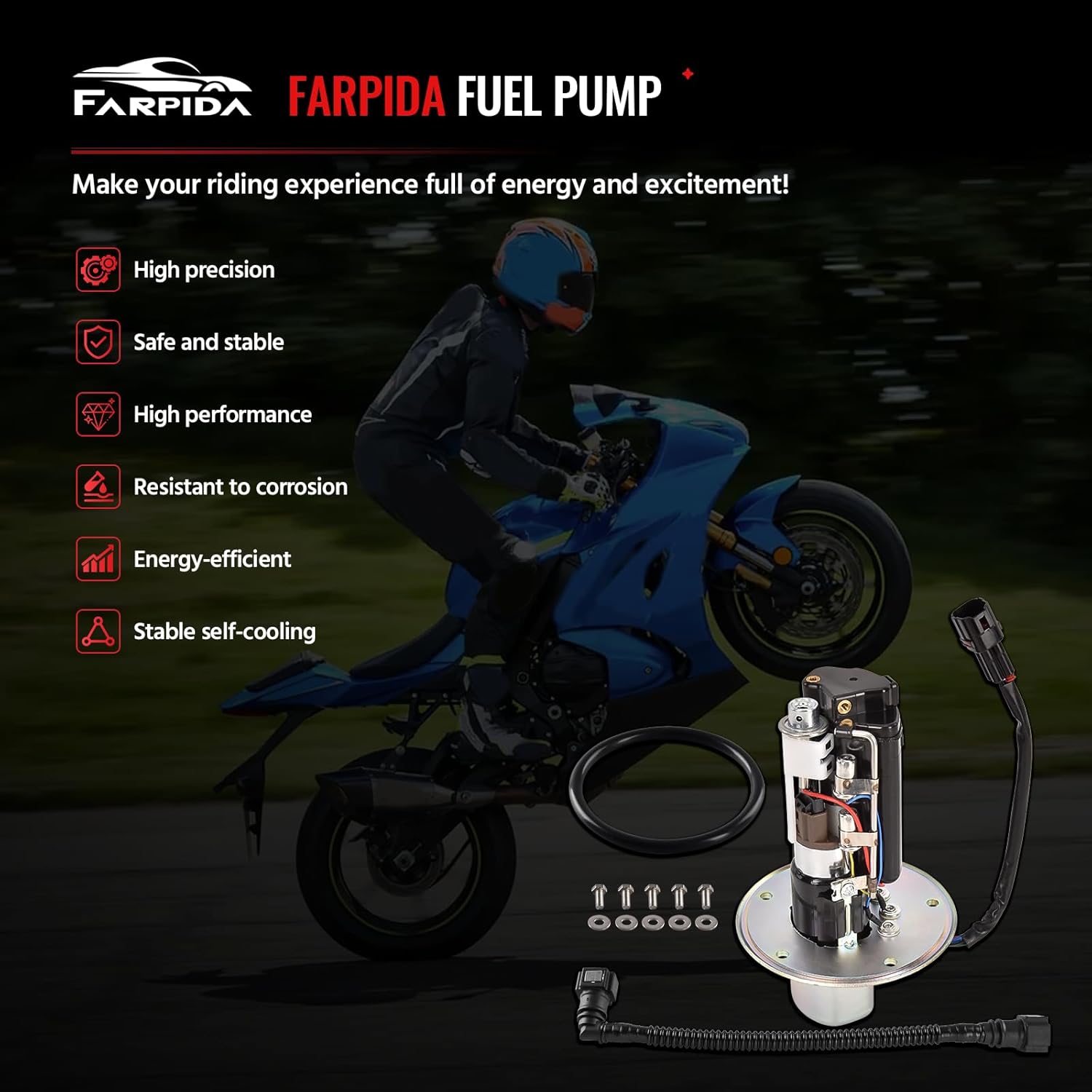 15100-35FV0 Fuel pump Assembly with Fuel pipe Fits for 2001-2003 Suzuki GSXR600, for 2000-2003 Suzuki GSXR750, for 2001-2002 Suzuki GSXR1000, Replace# 15100-35FV0 1510035FV0 - Image 8