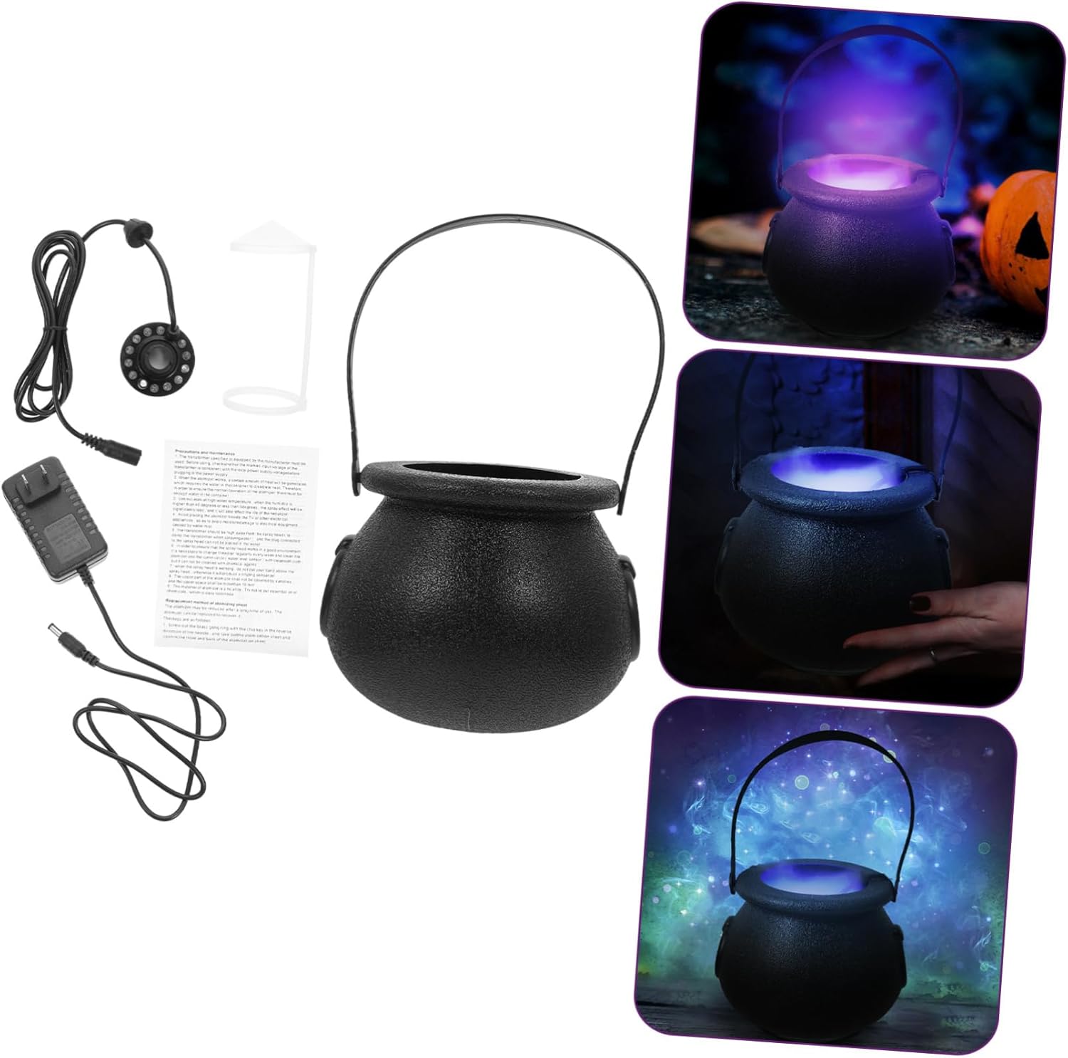 Hemobllo 1Set Halloween LED Witch Cauldron Fogger Mist Maker for Spooky Atmosphere for Haunted House Indoor Outdoor Plug