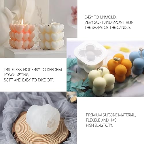 Miniatura 3 de EuTengHao Juego de moldes de vela de silicona para hacer velas con mechas de vela, molde de silicona 3D para cera de soja, jabón, pasteles, postres,