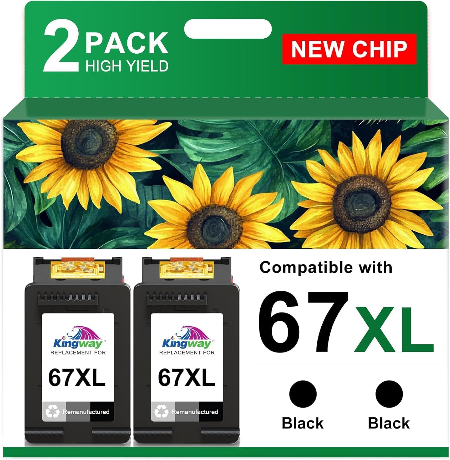 67XL Black Ink Cartridge Combo Pack Replacement for HP 67 67XL Printers for HP DeskJet 2700 2752 2755e 2855e 2800 2742e 4155e 4255e 4100 Envy 6055e 6000 6455e 6400 6400 64400 6444 55 8e (2