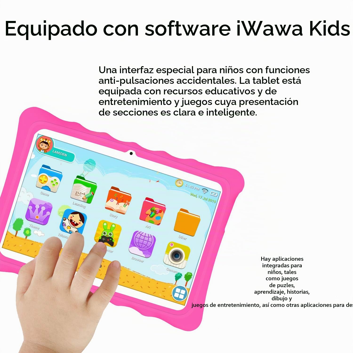 Tableta 10 Pulgadas,LAMZIEN Android 8.1 Tablet Infantil,2GB RAM y 32GB ROM,Quad-Core 1.8Ghz,3G Dual-Sim,WiFi, Bluetooth,Cámara Dual,Google Play,Juegos Educativos,Rojo