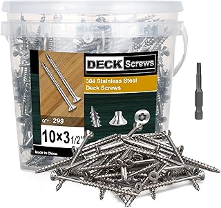 304 Stainless Steel Wood Screws, Flat Head T25 Torx Drive Deck Screws, #10x3-1/2 Inch for Wood, Decking and Fence, 5lb