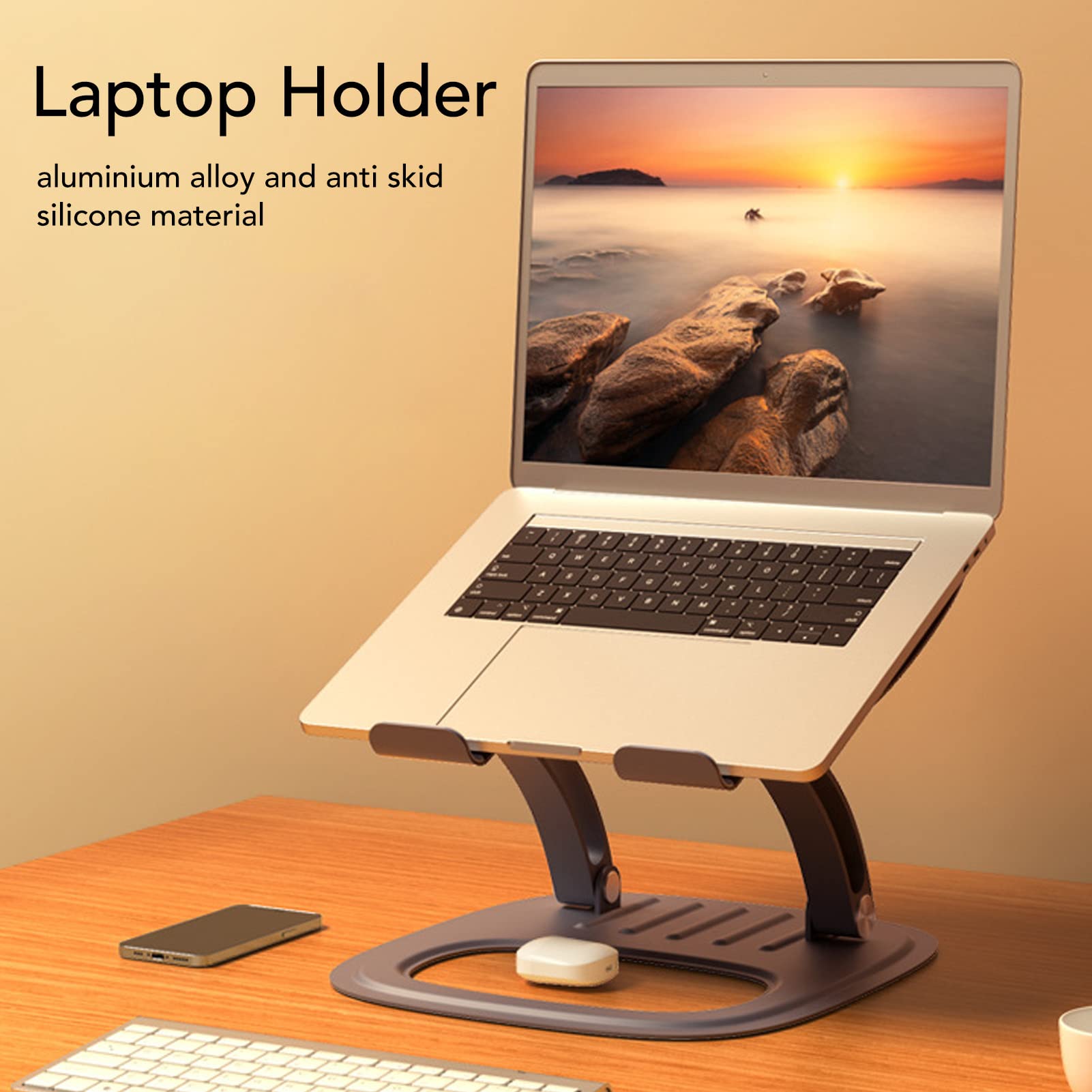 Supporto regolabile per computer portatile, supporto pieghevole in lega di alluminio, adatto per laptop da 10 a 16 pollici, per postazioni di lavoro, uffici e uso domestico