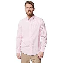 Tommy Hilfiger Camicia da Uomo Flex Poplin Micro Gingham MW0MW40457 Camicia L, S, Rosa, S, Rosa (Rosa Classico, a Quadri), S