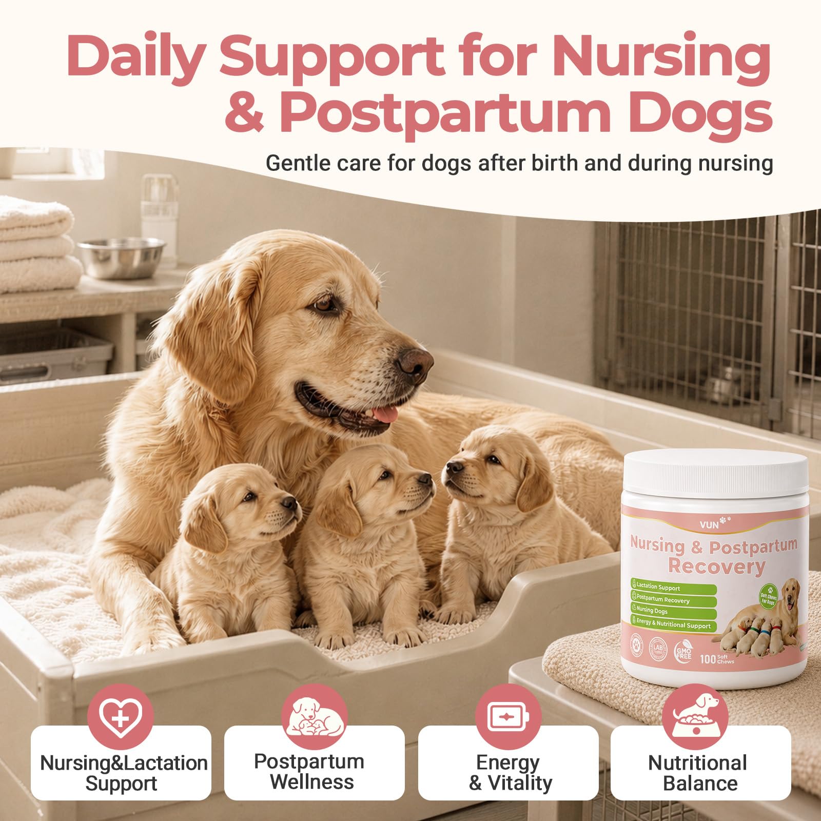 VUN Lactation Support for Dogs,Dog Nursing Postpartum Chews — Amazon image 2