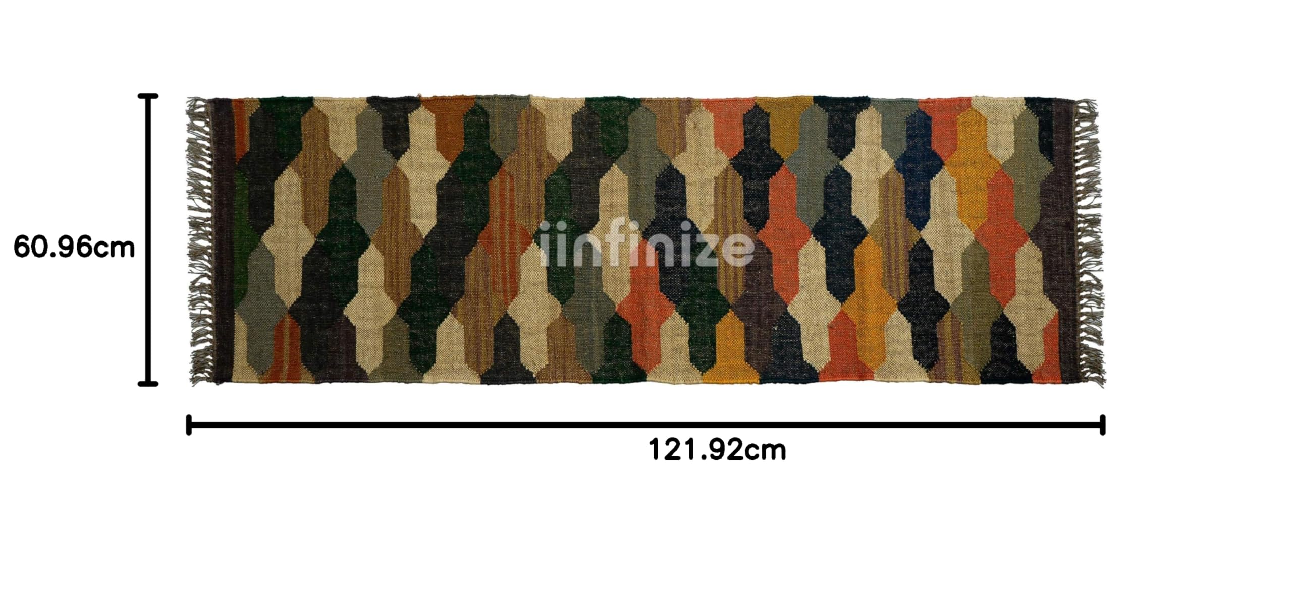 Tappeto rustico intrecciato a mano, grande, stile vintage, motivo kilim, 0,6 x 1,2 m, annodato piatto, tappeto bohémien, reversibile, tappeto per sedersi, tappeto in vera lana di iuta per