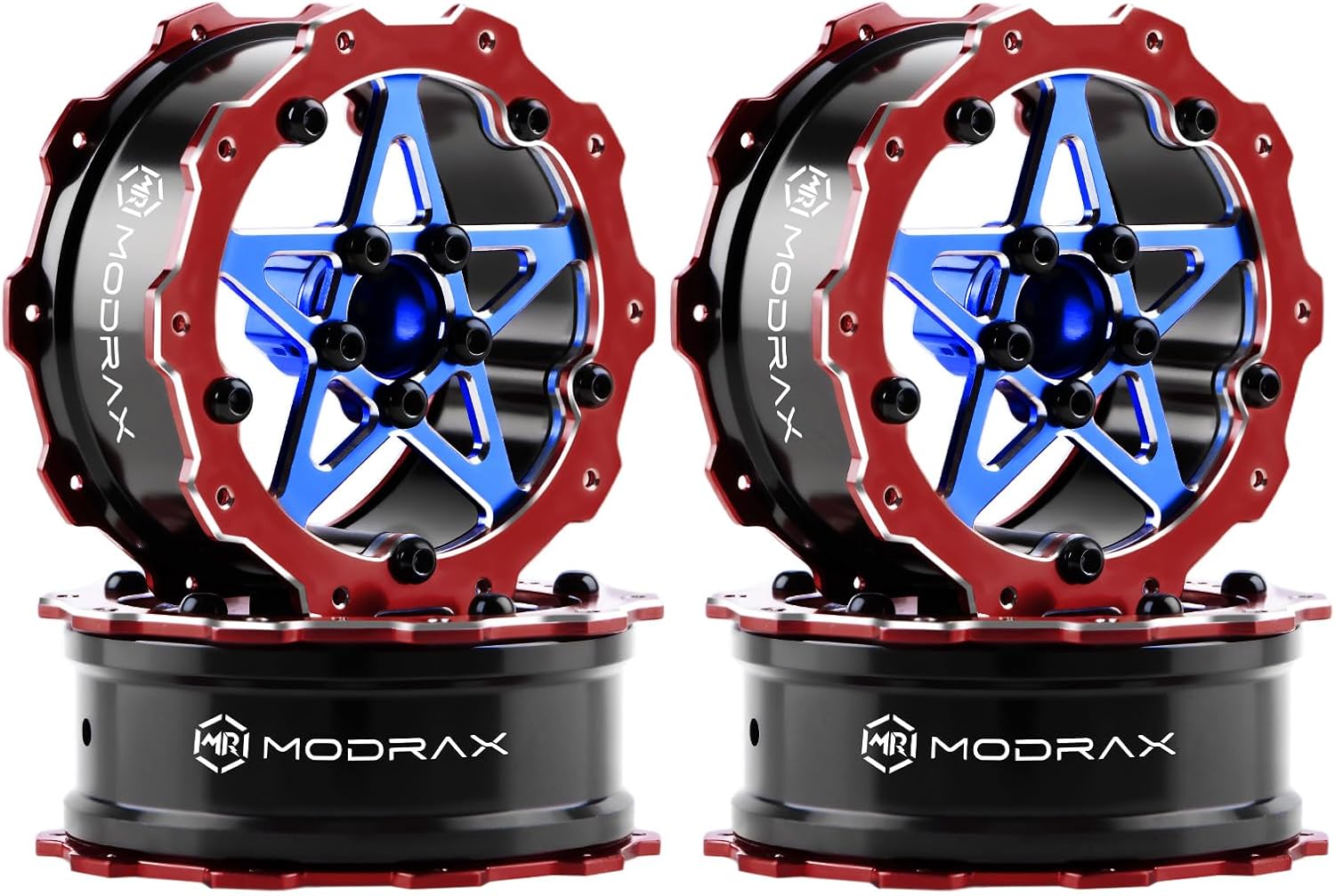 1.8"(46mm) Super RC Wheels, CNC Aluminum Beadlock Wheel Fits for Axial SCX24 TRX4M FCX24 Ascent 18, Compatible with 1.0"/1.2"/1.3" RC Tires (Silver)