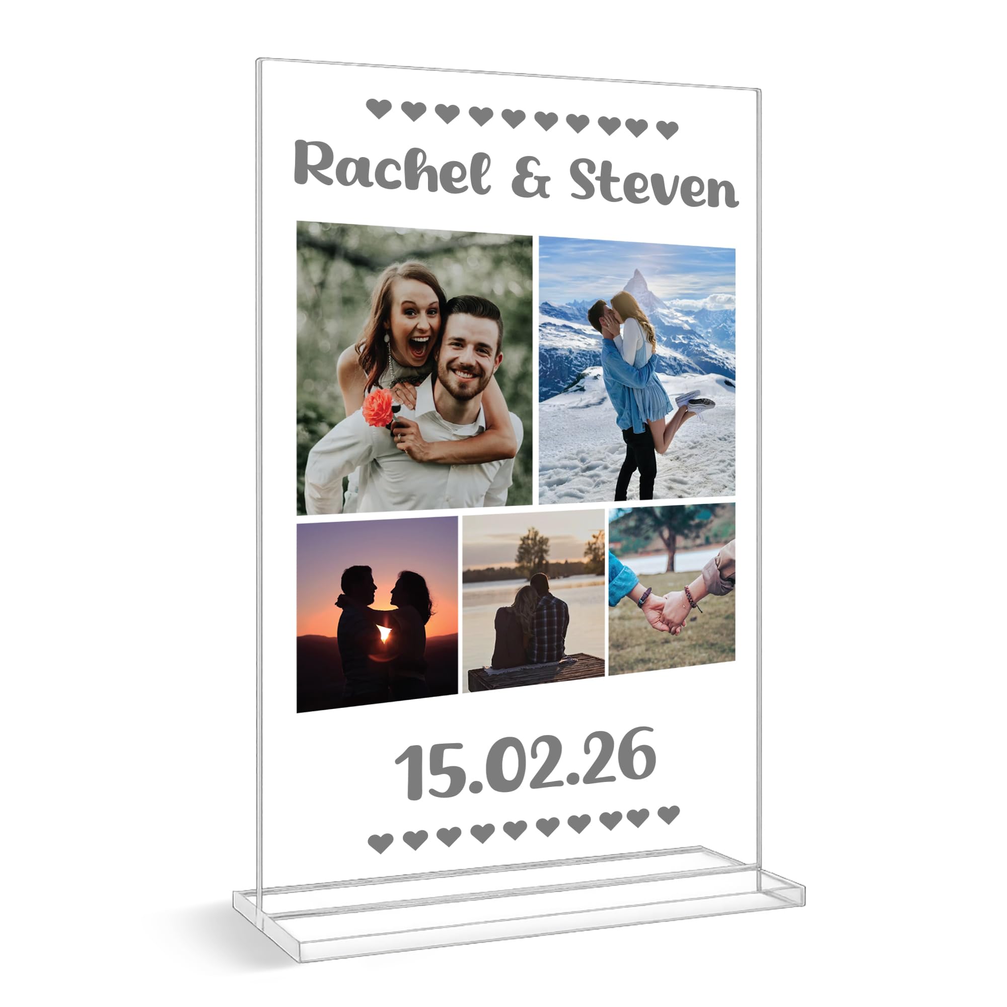 Red Ocean Personalised Couple Photo Plaque For Anniversary Valentines Wedding Photo Gift For Boyfriend Girlfriend Him Her