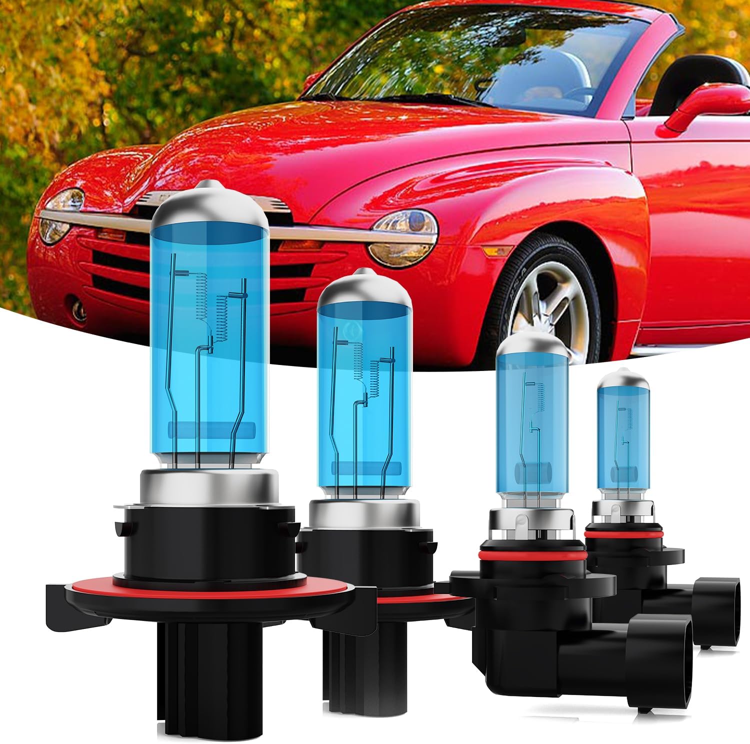 Headlights Fit for 1998-2003 Jaguar XJ8 Halogen Headlight Bulbs,H7 High Beam + H7 Low Beam Headlight Bulbs Kit,Plug And Play,Pack of 4 (Jaguar XJ8 1998-2003 Headlamps)