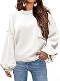 Women's Sweater 2025 Fall Winter Long Sleeve Casual Tops Ribbed Hem Knitwear Lantern Pullover Sweater