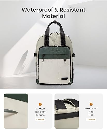 Miniatura 5 de LOVEVOOK Mochila para laptop para mujer, mochila de computadora de 15.6 pulgadas, mochila informal de mano para artículos personales, bolsa de