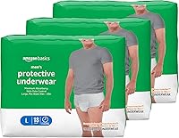 Amazon Basics Men's Maximum Absorbency Incontinence Underwear Large - Leak Protection, Odor Control, Dri-Fit Comfort, 54 Ct