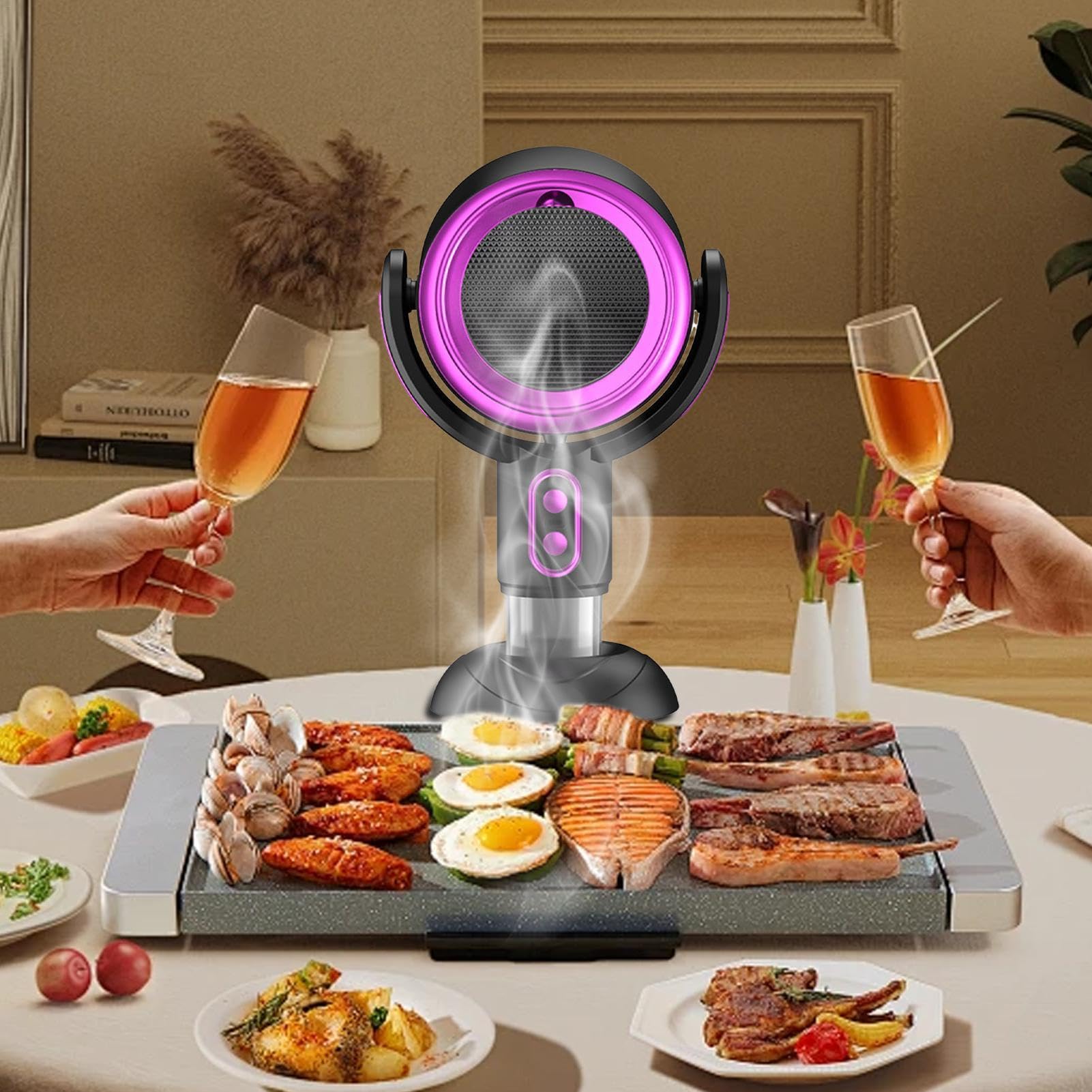 Hotte de cuisine de table, hotte aspirante portable pour la cuisine – Hotte de filtre à air, hotte de cuisine portable, hotte aspirante pour studio, 2 vitesses de vent