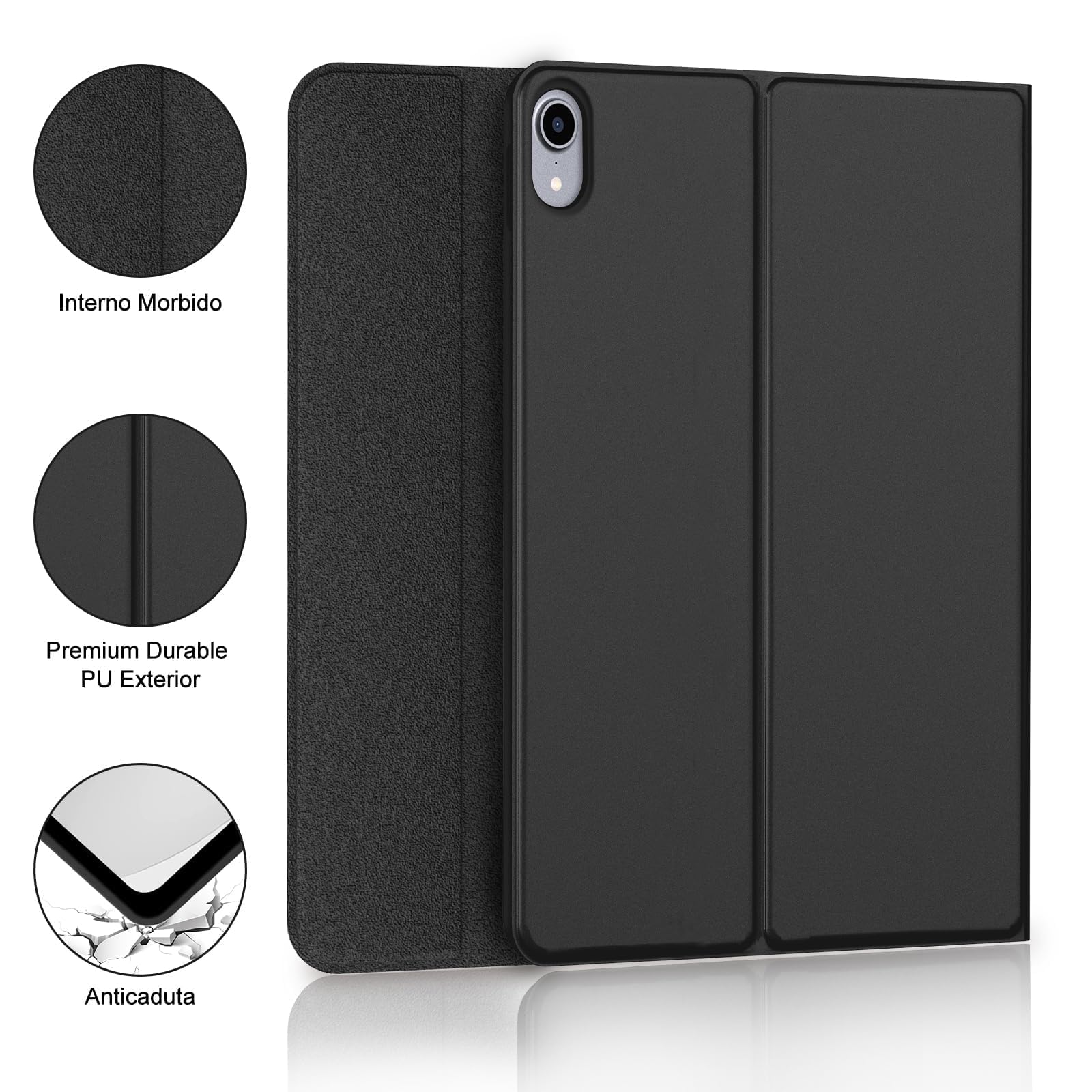 Cover con Tastiera per iPad 11 Gen 2025/10 Gen 2022, Italiano QWERTY, Senza Fili Staccabile Custodia con Portapenna, Nero