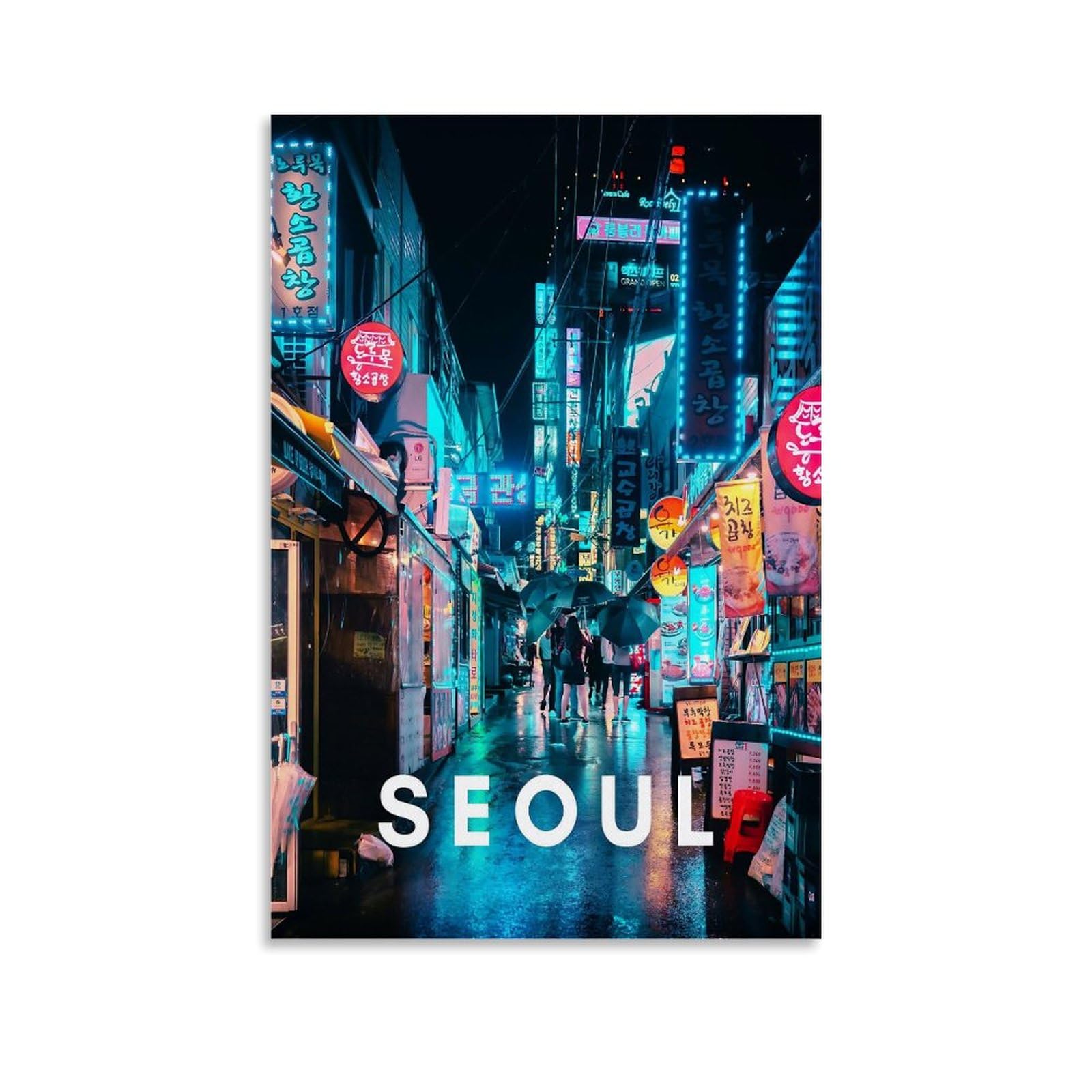 ouweri Seoul South Korea Vintage Travel Poster Picture Print Canvas Wall Paint Arts Decor Modern Home Artworks Idea 12x18inch(30x45cm)
