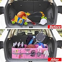 Vista 6 de Homeve Organizador plegable grande para maletero con múltiples bolsillos, organizador de almacenamiento de 3 compartimentos para automóvil, SUV