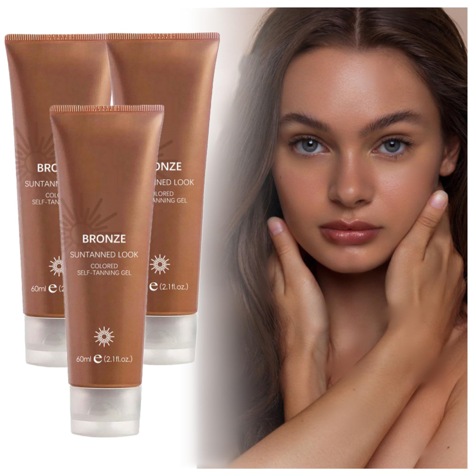 Sunright Insta Glow Self Tanner - Face & Body Self-Tanning Streakless Cream, Natural Tanning Accelerator Cream for Sunbeds & Outdoor Sun, Achieve a Natural Tan Skin (3pc)