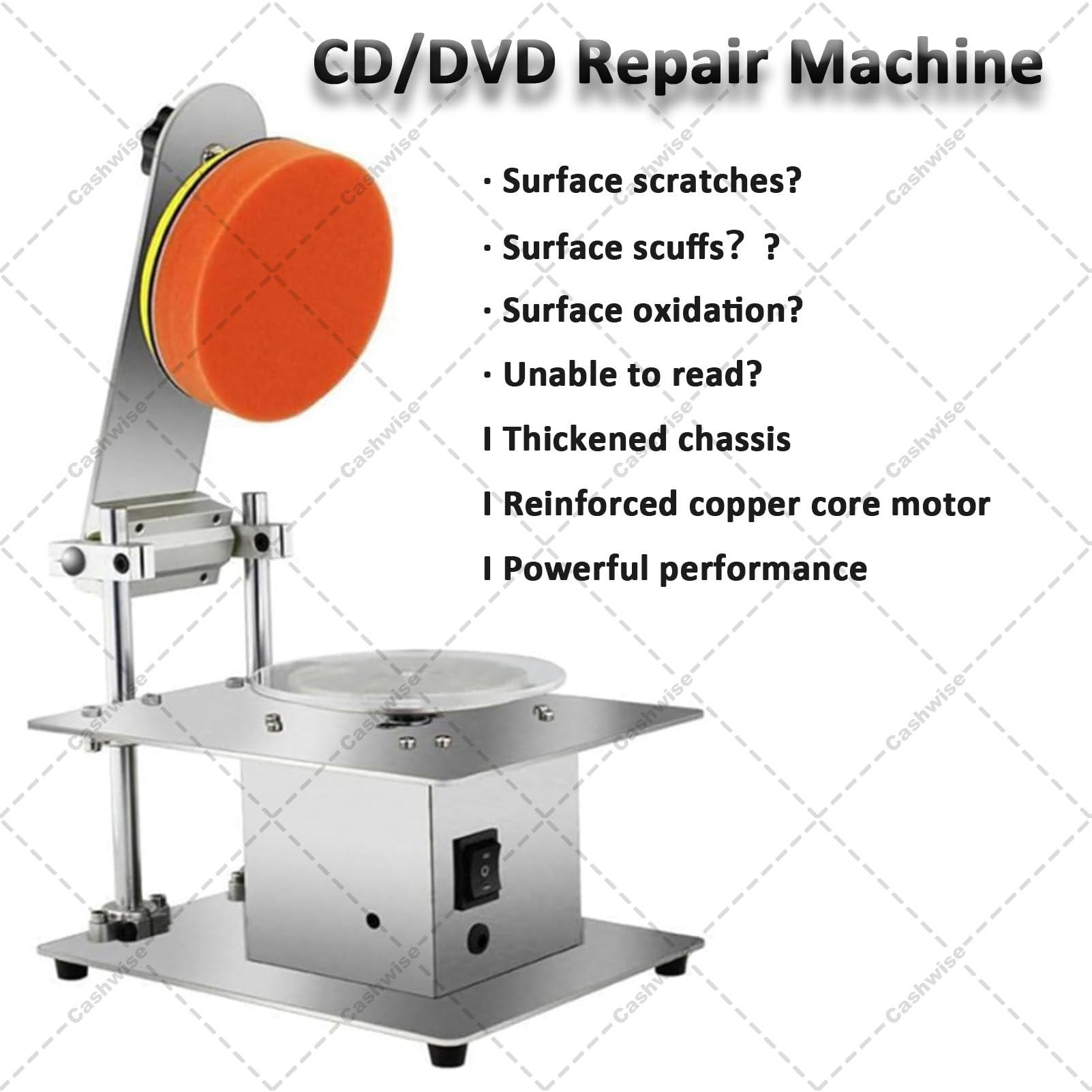 Disc Polierer 200W, halbautomatische DVD/CD Reparatur Reinigungsmaschine, Fix Kratzer und Oxidation mit 99% Reparaturerfolgsrate - Ideal für unlesbare Discs