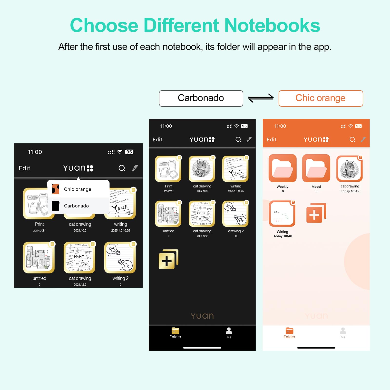 Yuan Smart Pen e Notebook - Set di scrittura Smartpen, penne digitali intelligenti per prendere appunti, sincronizzazione in tempo reale per digitalizzare, archiviare e condividere note cartacee,