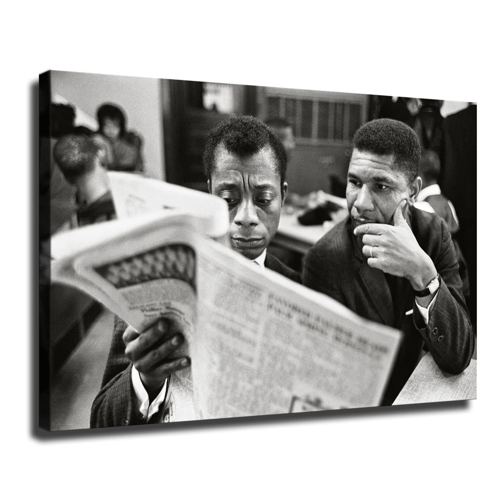 Medgar Evers James Baldwin Paintings Modern Canvas Prints Artwork Printed on Canvas Wall Art for Home Office Decorations -32 (with Framed,12x18 inch)