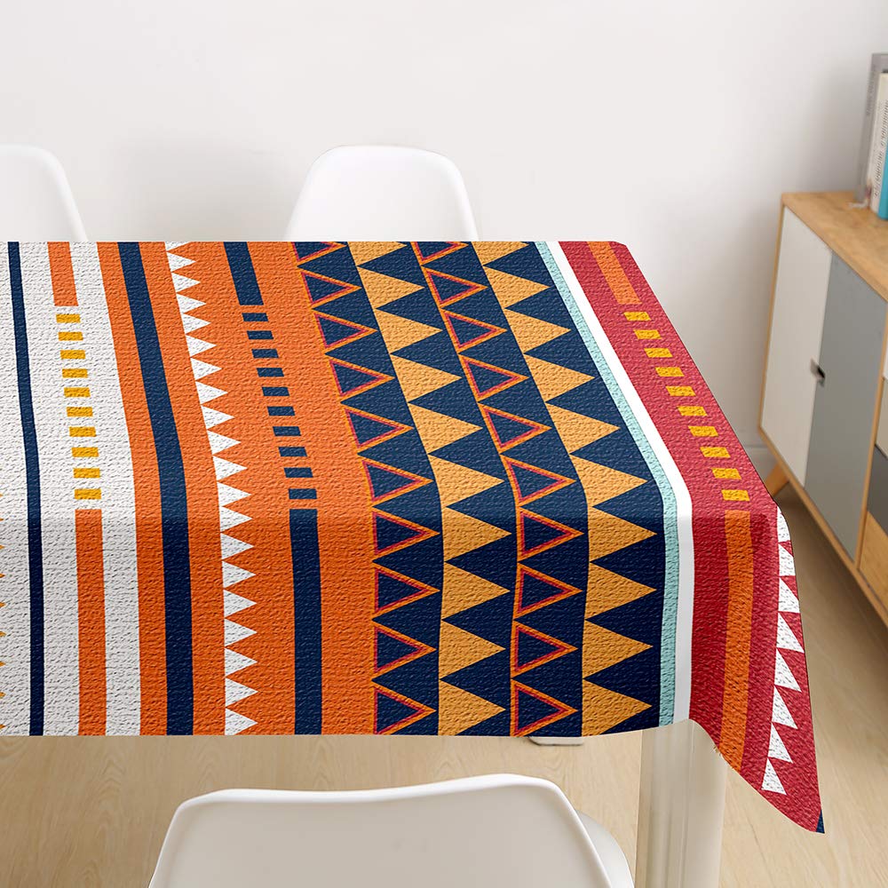 Morbuy 3D Nappe Rectangulaire Boho Nappe De Table Imperméable étanche Anti Tache Lavable Et Facile D?Entretien Ménage Table Nappe Pour Picnic Cuisine Jardin (Bleu Foncé,140x240cm