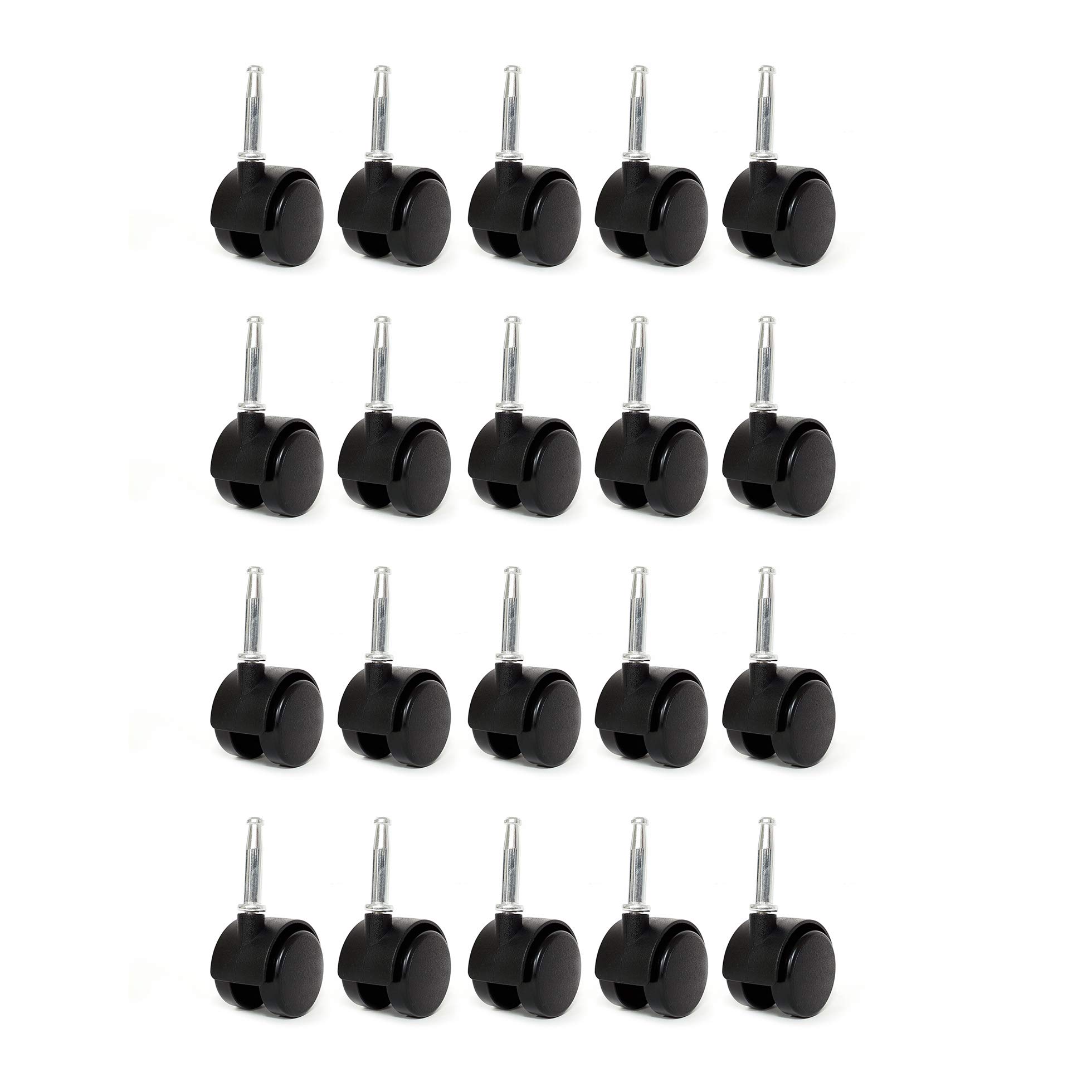 Castor Wheel Unbraked 40mm 38mm Stem Pin Fitting Black Push Fit Swivel Office Chair X20