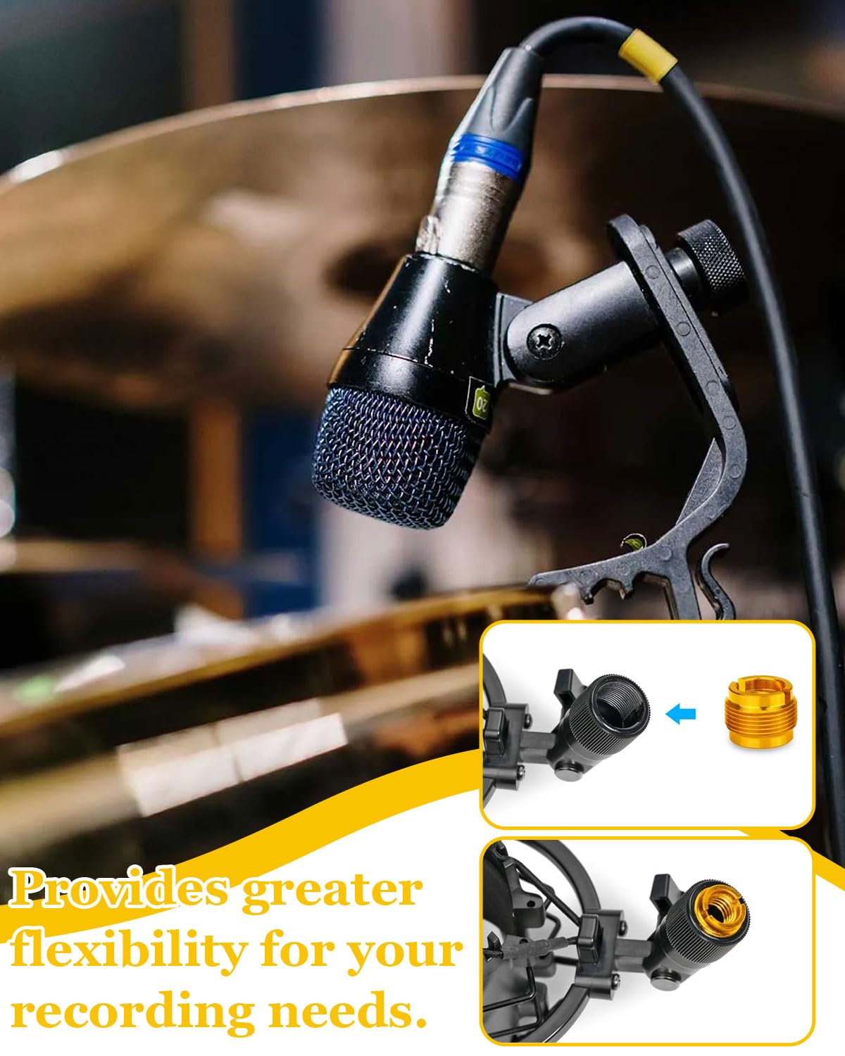 4 pezzi Adattatori Filettati per Microfono, Adattatore Asta Microfono, Adattatori da 5/8" maschio a 3/8" Femmina, Accessori per Clip per Supporto per Microfono