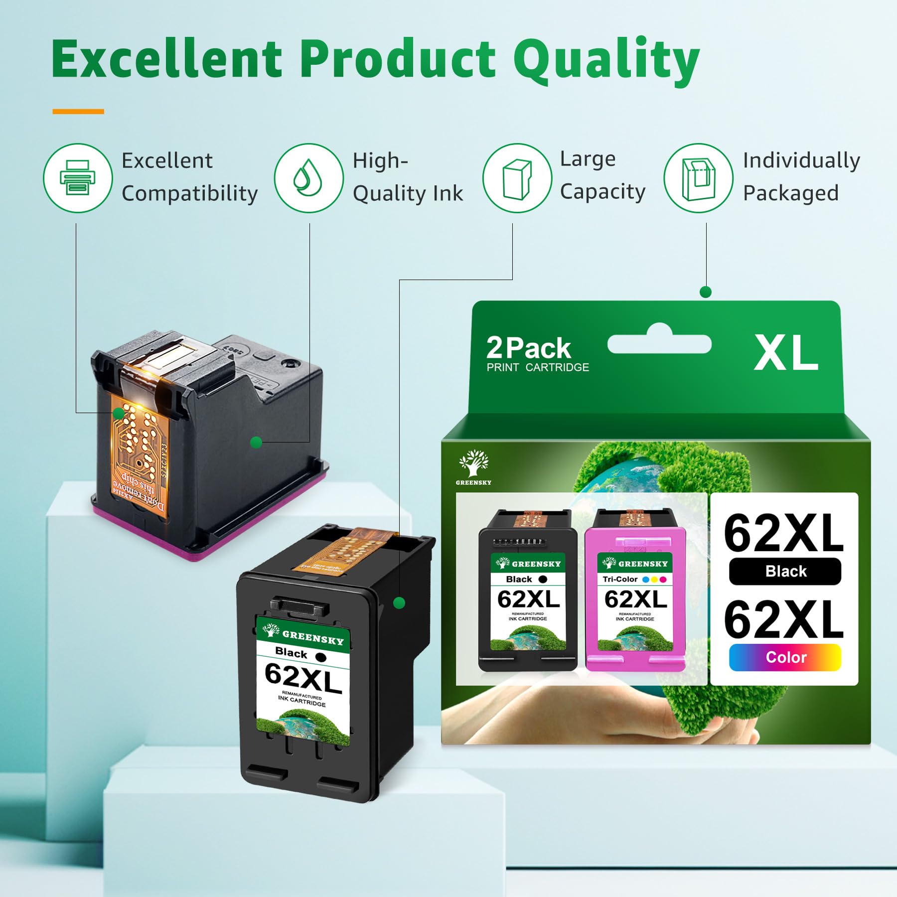 Goedkope Huismerk voor HP 62XL inkt cartridge Multipack Zwart en Kleur (20/19ML
