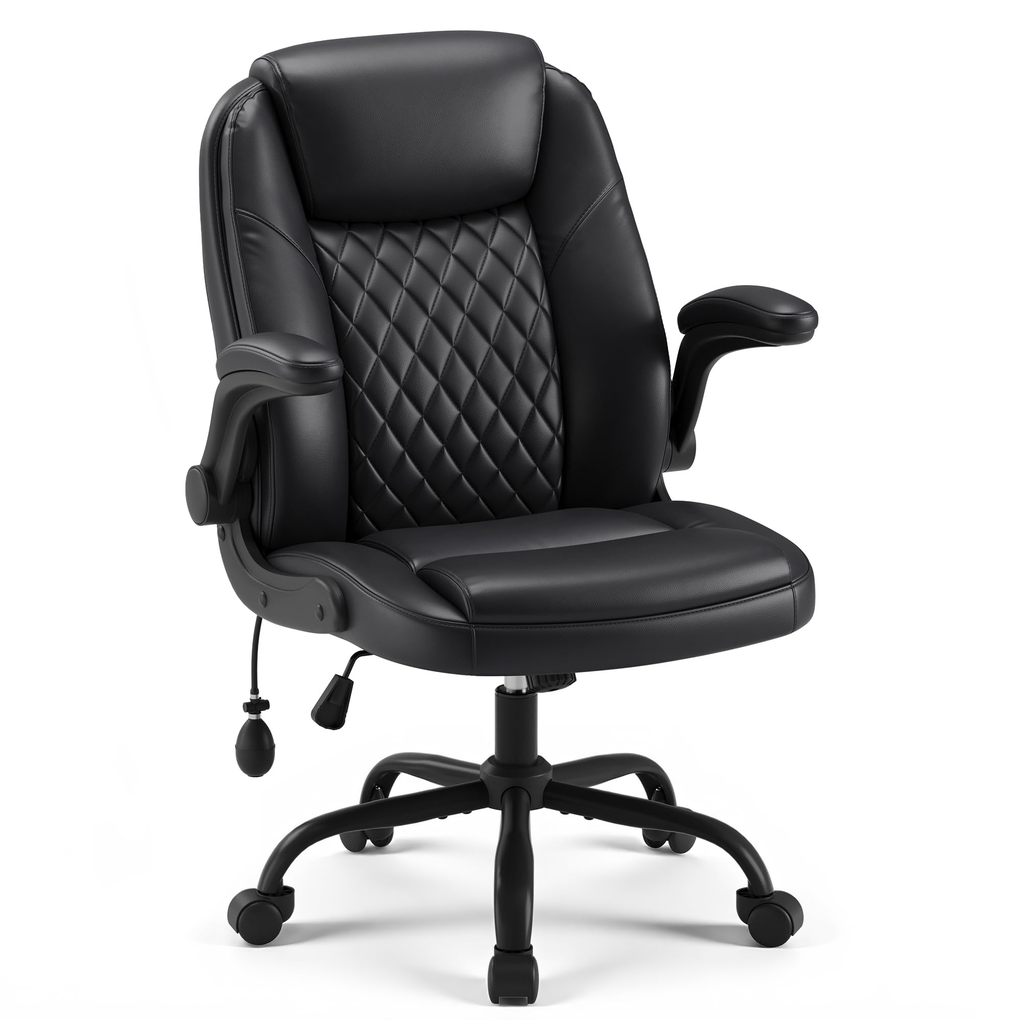 MALOL Bürostuhl Ergonomisch, Office Chair, Homeoffice Chefsessel Stuhl höhenverstellbar 105–125° Wippfunktion, Höhenverstellbarer Schreibtischstuhl mit Luft-Lendenstütze, bürostühle für Büro, Schwarz