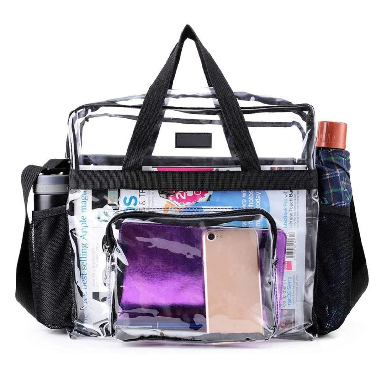 Bolsa transparente Bolsa transparente de PVC BolsaTransparente Aprobada por el Estadio Bolsa de Viaje Portátil de Maquillaje para Trabajo,Juegos Deportivos y Conciertos,30 x 30 x 15cm