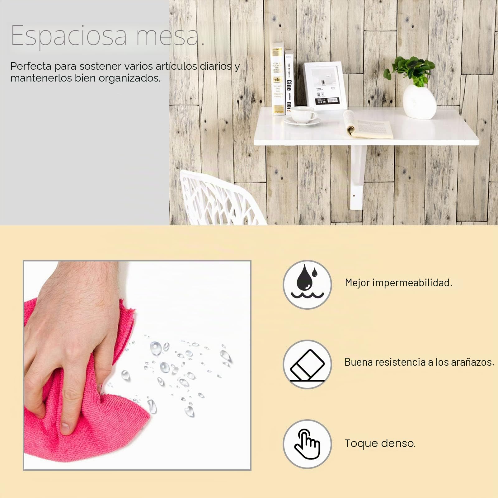 LIFEZEAL Mesa Plegable de Pared de Madera con 2 Secciones (Blanco)
