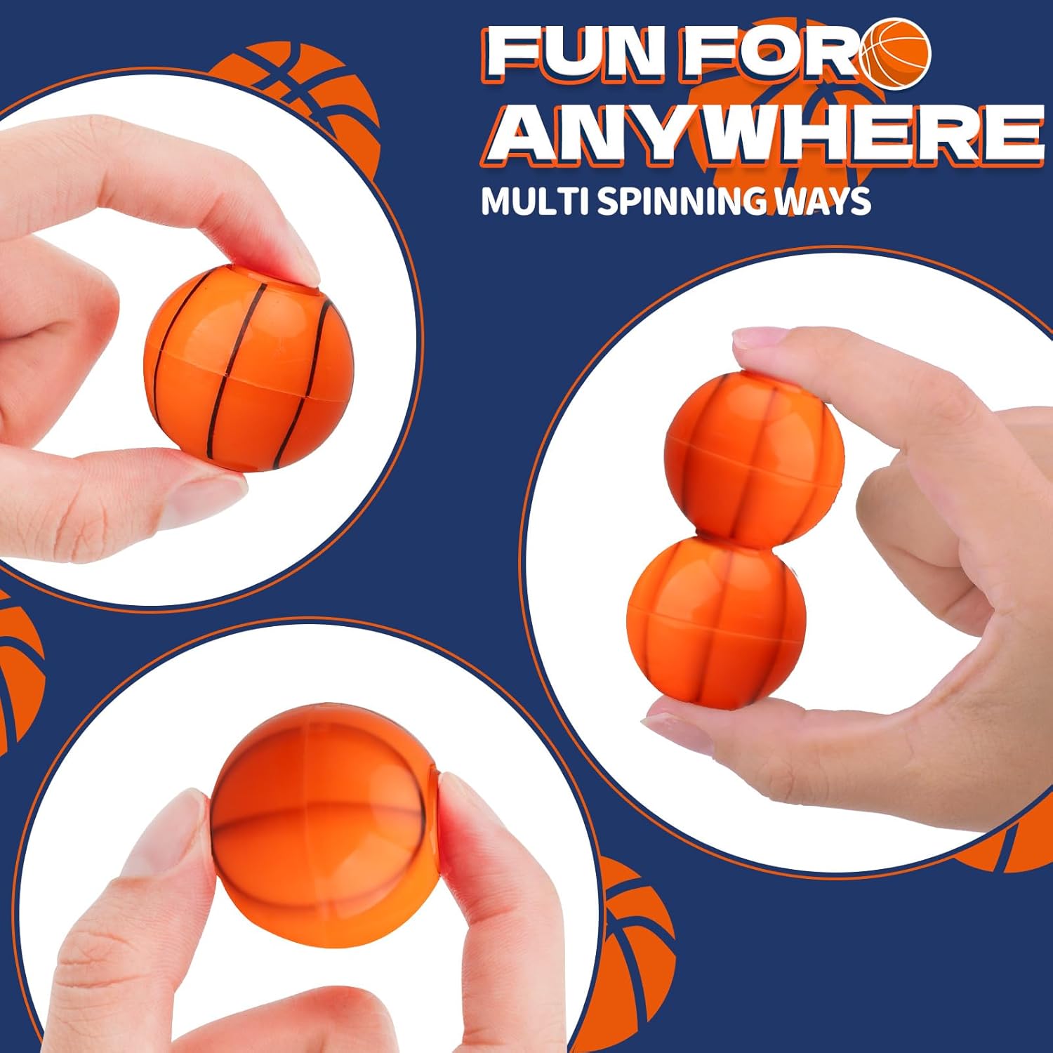 36 PCS Mini Basketball Party Favors for Kids, Little Balls Fidget Spinner Goodie Bag Christmas Stocking Stuffers Treasure Box Desk Toys Classroom Prizes Gift Bulks Boys Girls Orange image 3 of 3 B0C5MRH2YF
