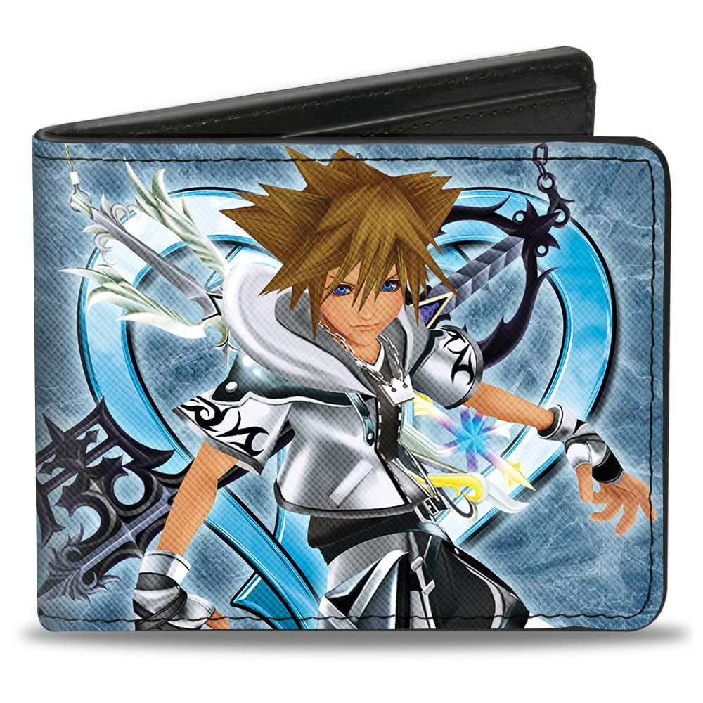 Buckle-Down mens Kingdom Hearts Ii Final Form Sora Pose/Logo/Keyblades Blues Bi Fold Wallet, Multicolor, Standard Size US - 