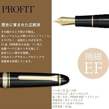 セーラー万年筆 プロフィット21 細字 F 21K ブラック コンバーター付き セーラー万年筆 プロフィット21 11-2021 [金・ブラック] (万年筆