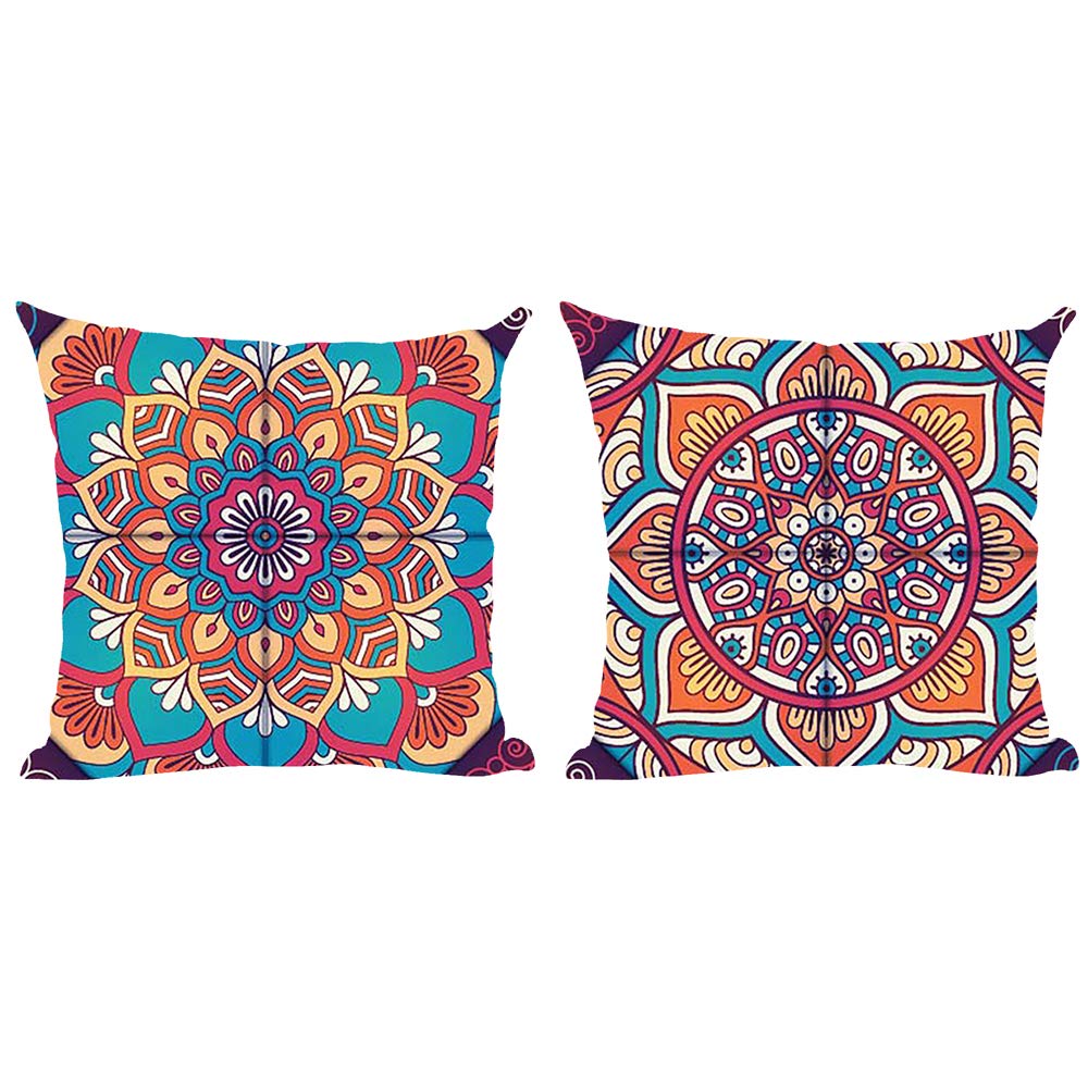 Set Of 2 Bohemian Style Throw Pillow Covers – Hand-Painted Watercolor Floral Design, 18x18 Inch Cotton Linen - View #5