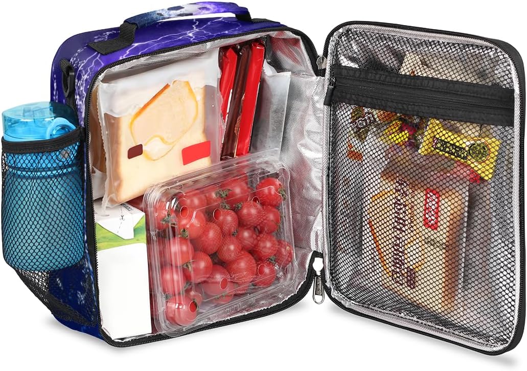 Insulated Lunch Box,Sport Soccer Ball Fire Lunch Bag Reusable Lunchbox Meal Prep Cooler Ice Bag Thermal Food Container Lunch Box for Boys Girls Kids School Women Work Travel Picnic