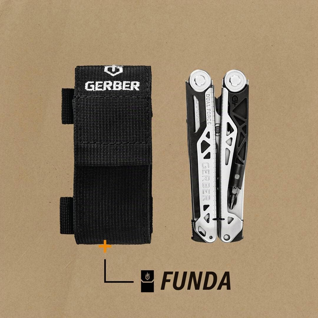 Gerber multiherramienta con 12 funciones, Dual Force, Funda incluida, Con apertura con una sola mano y bloqueo de la montura, Longitud total: 12 cm, 30-001613