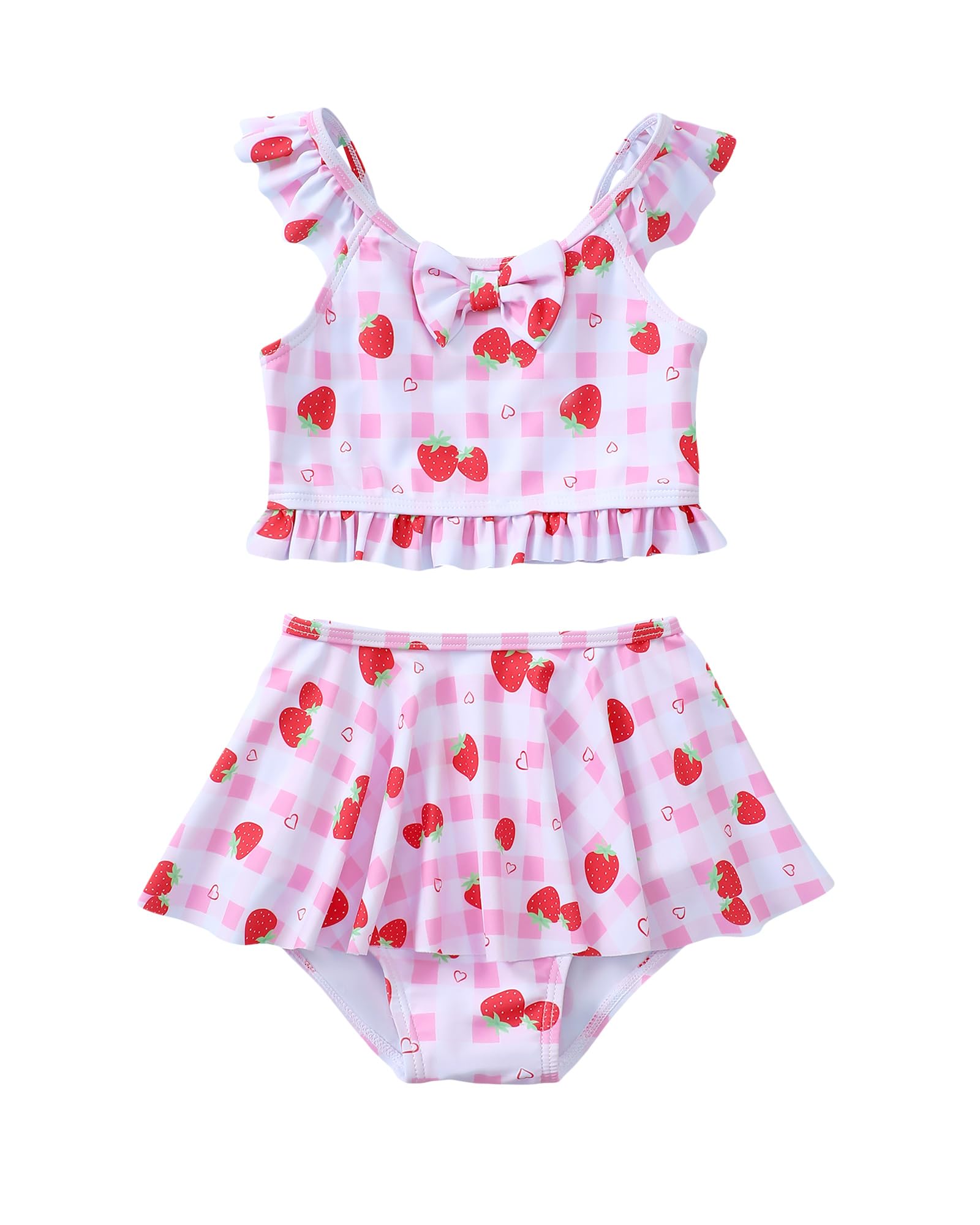 Saeaby Toddler Little Girls Swimsuit Summer Halter Ruched Tankini 2 Piece Bathing Suit for Girl Beach Swimwear 3-8Y