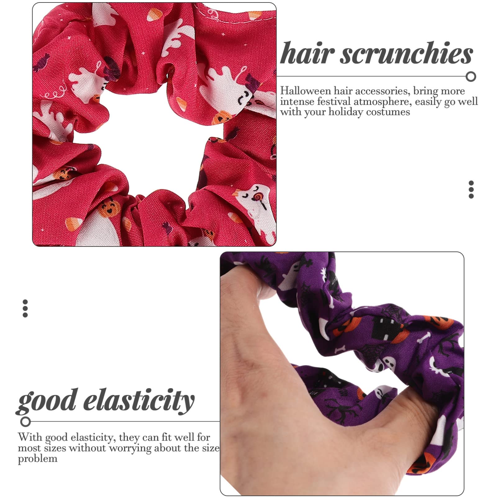 minkissy 48kawałki Gumki Do Włosów Halloween Elastyczne Scrunchie Akcesoria Do Włosów Dla Kobiet Wygodne Wiązania Kucyków i Upięć