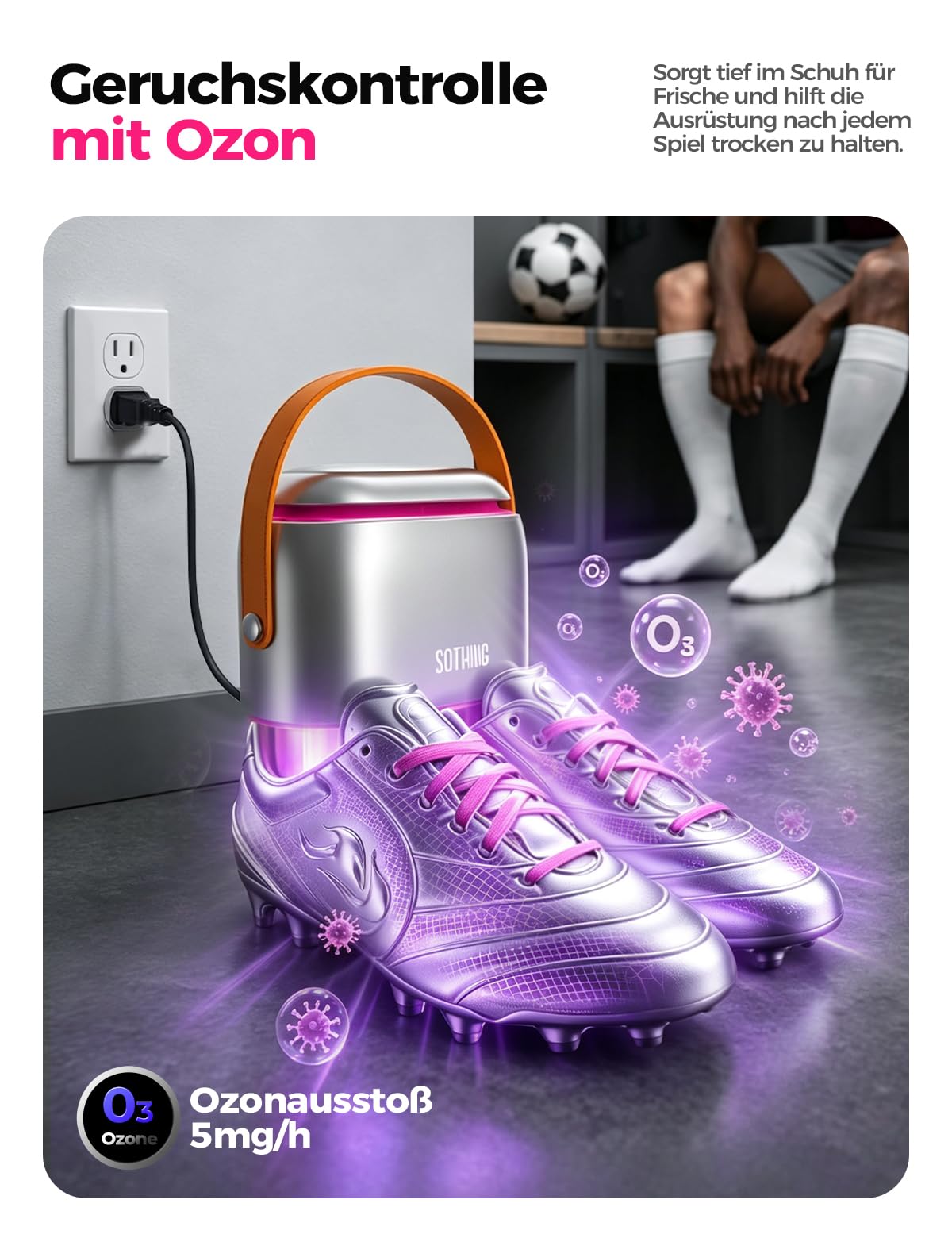 SOTHING Schuhtrockner elektrisch mit Ozon für Fussballschuhe und Stiefel