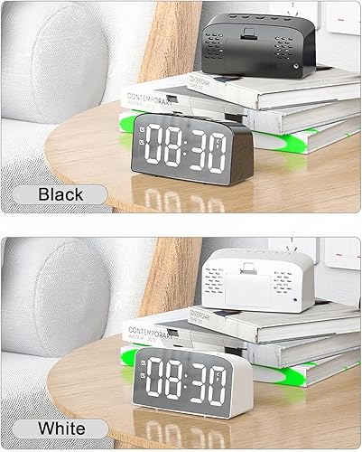 Miniatura 6 de jomparis Reloj despertador digital para mesita de noche, despertador dormido para dormitorio, carga USB, pantalla LED, respaldo de batería