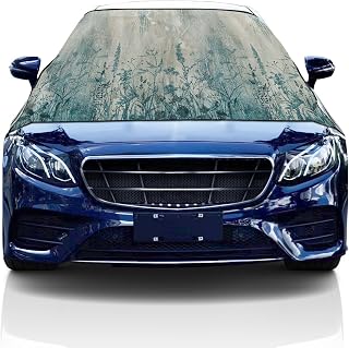 Windshield Cover for Ice and Snow, Car Windshield Snow Cover, Waterproof Snow Protector Covers with Side Mirrors Cover,Modern Vintage Graffiti Flower Texture Car Window Covers for Vans Suvs 57x47 Inch