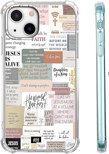 Miniatura 58 de Cubierta de Teléfono con Versículos de la Biblia y Citas Cristianas de Jesús en Collage, Funda Protectora Suave de TPU de Moda para iPhone 16 Pro,