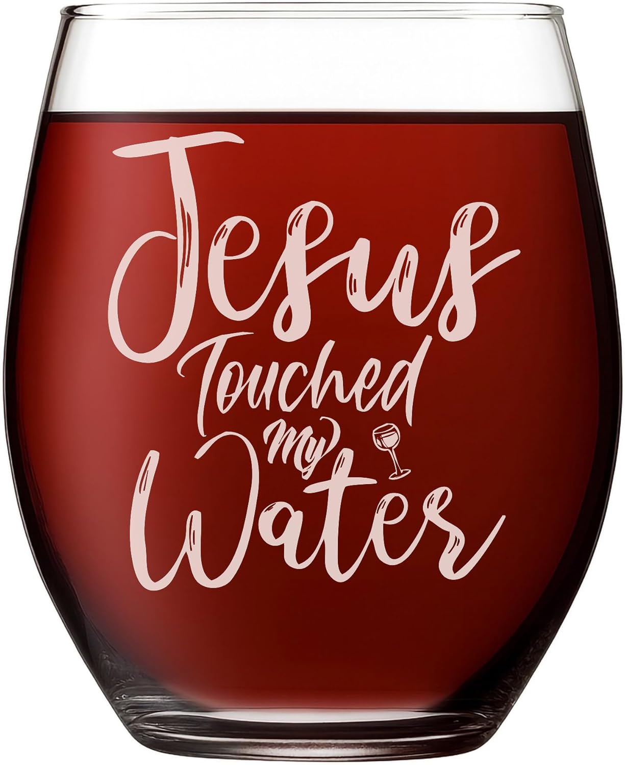 Kropsis Jesus Touched My Water Wine Glass • Christian Humor Gift • Bible Verse Inspired Glass • Faith Lover Gift • Funny Religious Drinkware