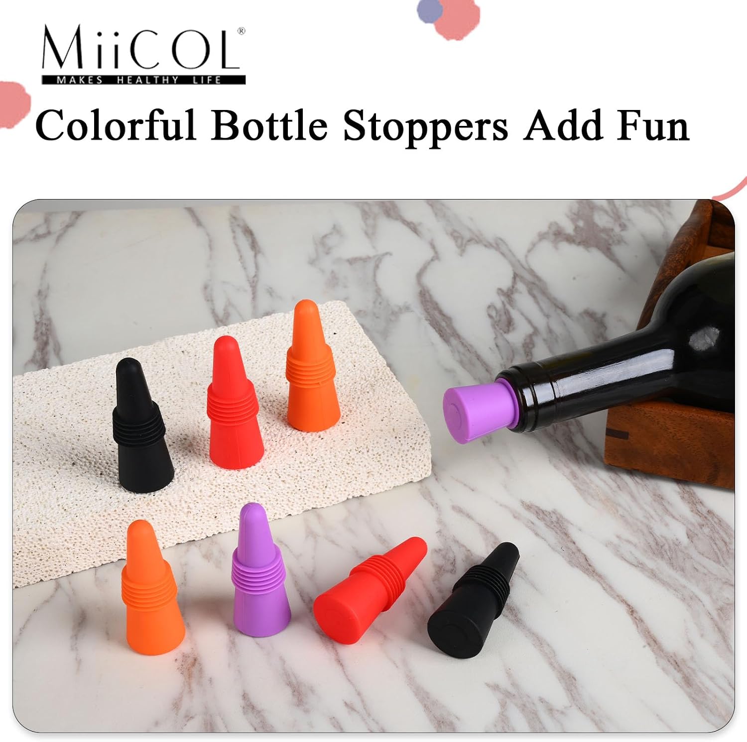 Miicol 8 Pack Wine Stoppers, Prosecco Stopper, Silicone Wine Bottle Stopper